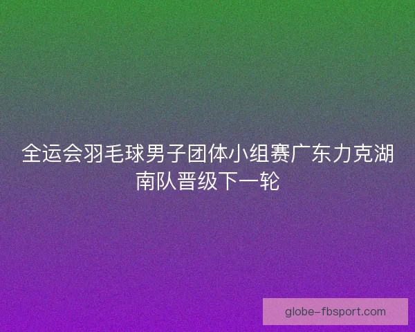 全运会羽毛球男子团体小组赛广东力克湖南队晋级下一轮